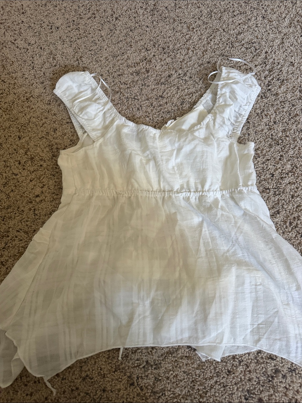 White Ruffle Tie-Front top - Picture 3 of 4